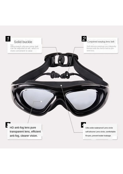 Şeffaf -9.0 Stili Miyopi Yüzme Gözlükleri ~ Buğu Önleyici Reçete Yüzücü Gözlüğü Su Silikon Büyük Gözlük Erkekler Kadınlar (Yurt Dışından) indirimleri