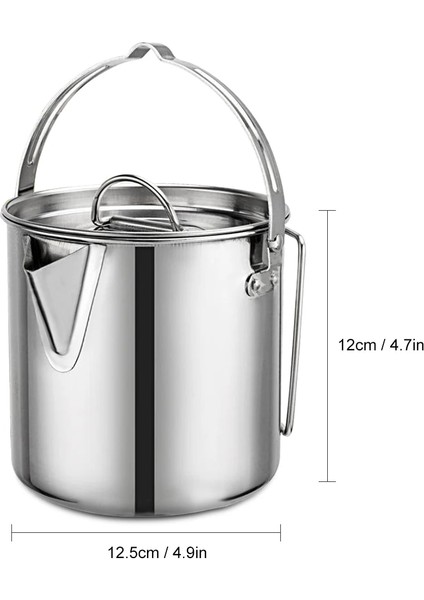 1.2l Asılı Pot Stili 1l Kamp Tencere Seti Paslanmaz Çelik Pişirme Su Isıtıcısı Taşınabilir Kamp Pot Set Açık Kamp Tencere Sırt Çantası (Yurt Dışından)