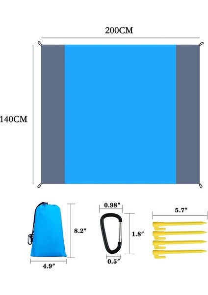 200X140CM Stili Su Geçirmez Cep Plaj Battaniyesi Katlanır Kamp Mat Yatak Taşınabilir Hafif Mat Açık Mat Kum Plaj Mat (Yurt Dışından)