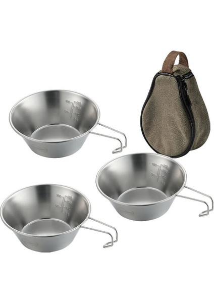 3 Adet 310ML Stili Campıngmoon Outdml Sierra Kase Seti Sofra Taşınabilir Barbekü Yürüyüş Kamp Fincan Tencere ile Saklama Çantası (Yurt Dışından)