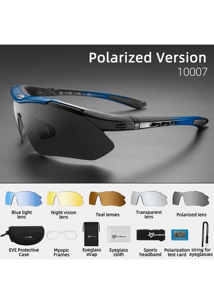 10007 5 Lens Stili Rockbros Polarize Bisiklet Gözlükleri Erkekler Spor Güneş Gözlüğü Yol Mtb Dağ Bisikleti Bisiklet Sürme Koruma Gözlükleri Gözlük 5 Lens (Yurt Dışından)