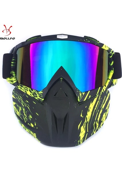 HXSBF65810 Stili Bollfo Kayak Snowboard Gözlükleri Kar Araci Kayak Gözlüğü Rüzgar Geçirmez Kayak Cam Motokros Ağız Filtreli Güneş Gözlüğü Earware (Yurt Dışından)