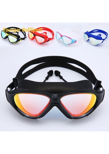 Drak Mavi Beyaz Tarzı Büyük Çerçeve Renkli Tek Parça Kulak Tıkaçları Yetişkinler Için Gözlük Hd Buğu Önleyici Su Geçirmez Yüzme Gözlükleri Düz Işık Dalış Maskesi Gözlükleri (Yurt Dışından) fiyatları