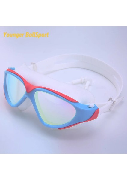 Drak Mavi Beyaz Tarzı Büyük Çerçeve Renkli Tek Parça Kulak Tıkaçları Yetişkinler Için Gözlük Hd Buğu Önleyici Su Geçirmez Yüzme Gözlükleri Düz Işık Dalış Maskesi Gözlükleri (Yurt Dışından) indirimleri