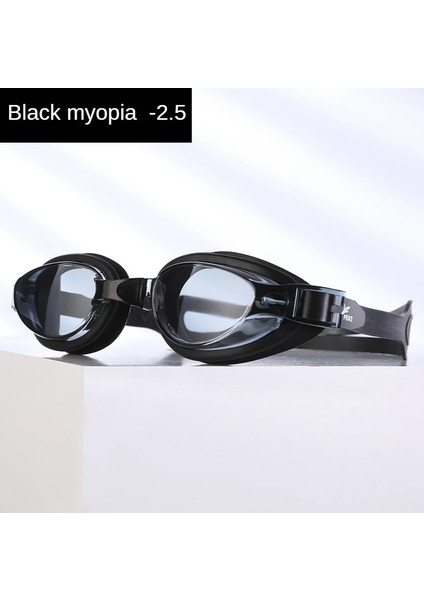 Siyah Miyopi -2.5 Tarzı Miyopi Yüzme Gözlükleri Yüzme Kap Yüzme Gözlükleri Anti-Sis Su Geçirmez Yüzme Gözlükleri Erkekler Kadınlar Için Kulak Tıkacı Havuz Ekipmanları Gözlük (Yurt Dışından)