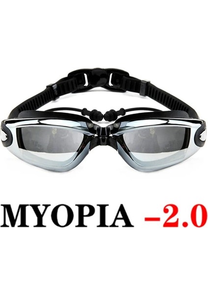 Miyopi -2.0 Tarzı Miyopi Yüzme Gözlüğü Kulak Tıkacı Profesyonel Silikon Yetişkin Havuz Gözlükleri Anti Sis Erkek Kadın Optik Su Geçirmez Yüzmek Eyewea (Yurt Dışından)