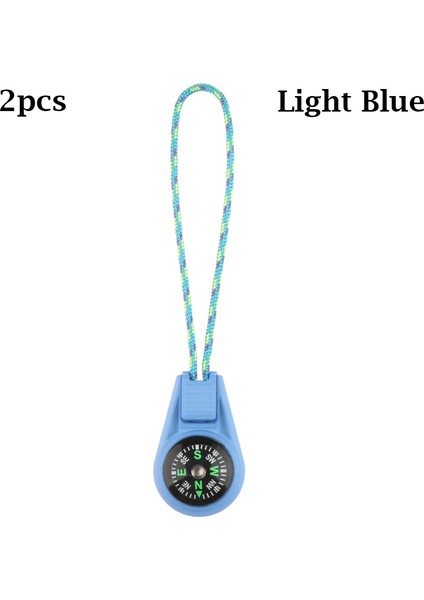 Açık Mavi Tarzı 2 Adet Edc Mini Pusula ile Fermuar Kuyruk Halat Paracord Bilezik Dişli Survival Anahtarlık Kamp Yürüyüş Cep Pusulalar Açık Aracı (Yurt Dışından)