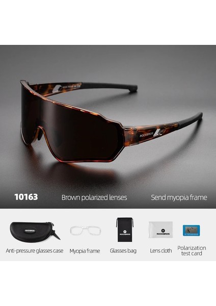 10163 Polarize Stil Rockbros Bisiklet Gözlükleri Polarize Bisiklet Gözlükleri Gözlük Miyopi Çerçeve UV400 Doğa Sporları Güneş Gözlüğü Kadın Erkek Bisiklet Gözlüğü (Yurt Dışından)
