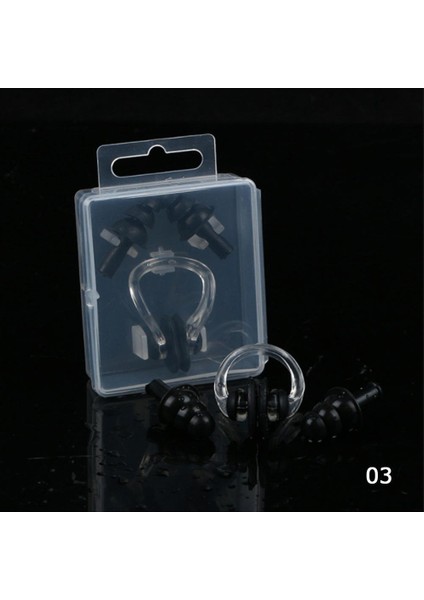 Siyah Stil Su Geçirmez Burun Klipsi Kulak Tıkacı Kulak Tıkaçları Yüzme Su Sporları Koruyucusu (Yurt Dışından)