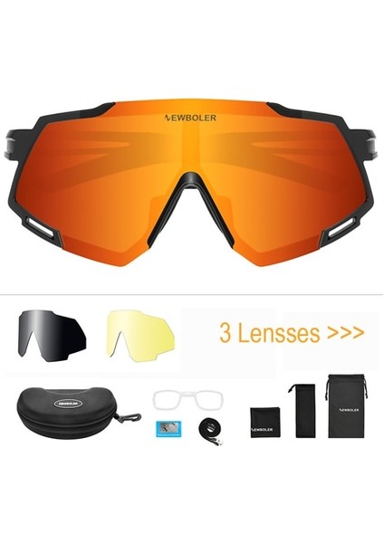 3 Lens Seti Turuncu Stil Newboler 5 Lensler Bisiklet Güneş Gözlükleri Polarize Mtb Yol Bisikleti Gözlük Açık Spor Güneş Gözlüğü Bisiklet Gözlükleri Erkek Kadınlar Için (Yurt Dışından)