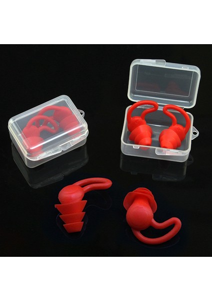 Kırmızı Stil 1 Çift Yüzme Kulak Tıkaçları Üçlü Ses Geçirmez Anti-Gürültü Uyku Su Sporları Fişi Su Geçirmez Yumuşak Silikon Kulak Tıkaçları Kulak Koruyucu (Yurt Dışından) fırsatları