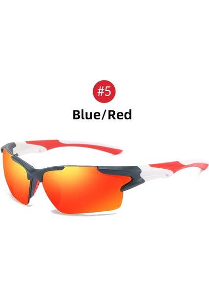 5 Mavi Kırmızı Stil Erkekler Ayna Kırmızı Güneş Gözlüğü Siyah Çerçeve Spor Gözlükleri Kadın Bisiklete Binme UV400 Unisex Bisiklet Binme ve Gözlükler (Yurt Dışından)