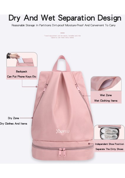 Pembe Tarzı Su Geçirmez Spor Açık Spor Çantaları Çok Işlevli Kuru Islak Ayırma Çantaları Seyahat Spor Eğitimi Ayakkabı Çantaları ile Yoga Sırt Çantası (Yurt Dışından) fırsatları