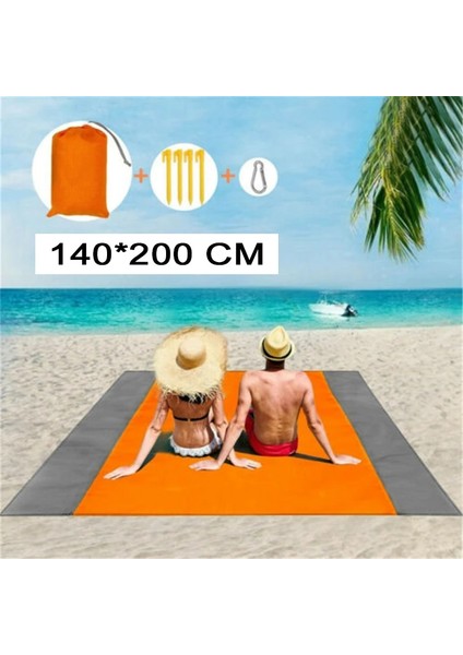 Chaoduo Shop 140X200CM Turuncu Stil cm Su Geçirmez Plaj Mat Kumsuz Açık Taşınabilir Cep Mat Seyahat Çadır Mat Yatak Kamp Yatak Pedi Battaniye (Yurt Dışından)