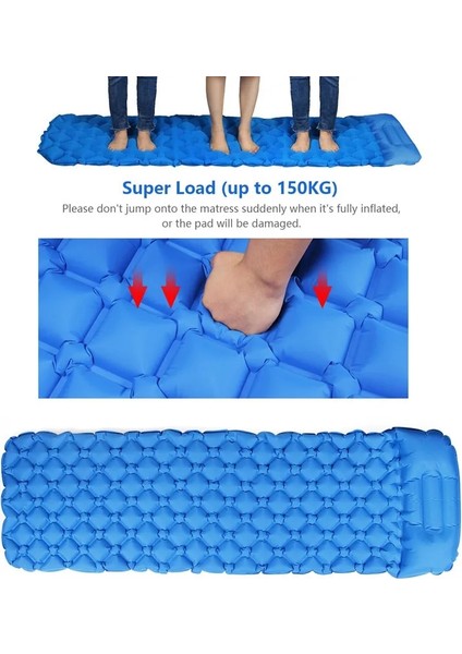 Mavi Hava Yastığı Tarzı Açık Şişme Uyku Pedi Şişme Hava Yastığı Kamp Minderi ile Yastık Hava Yatağı Uyku Yastığı Şişme Kanepe (Yurt Dışından) fırsatları