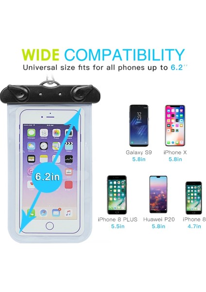 Beyaz Renk Stili Evrensel Su Geçirmez Telefon Kılıfı, Moko Çok Işlevli Cep Telefonu Kol Bandı ile Kuru Çanta Kılıfı iPhone x Plus Için Özellik ve Boyun Askısı (Yurt Dışından) modelleri