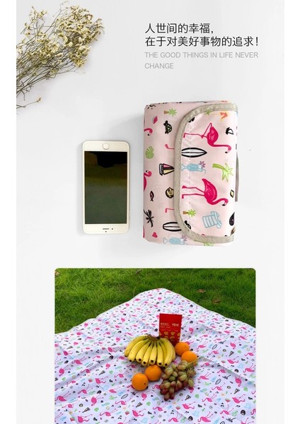 Flamingo Küçük Tarzı 100CMX150CM Ew Karikatür Mat Taşınabilir Ultra Hafif Sahil Malzemeleri Seyahat Plaj Mat Kamp Nem Geçirmez Mat Su Geçirmez Mat Pvc (Yurt Dışından)