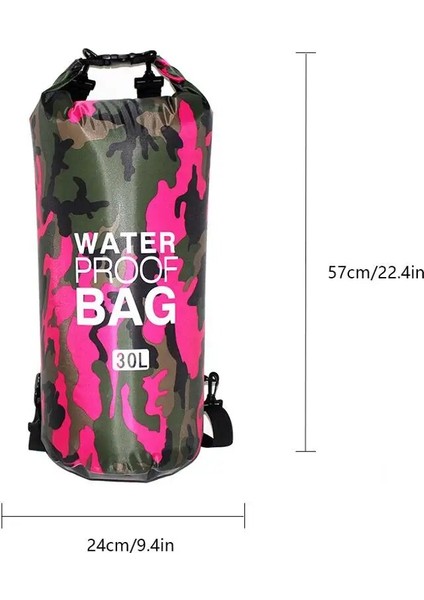 30L No.30 Stili Pvc Su Geçirmez Kuru Çanta 5l 10L 20L 30L Camo Açık Dalış Katlanabilir Erkek Kadın Plaj Yüzme Çantası Rafting Nehir Okyanus Sırt Çantası (Yurt Dışından)