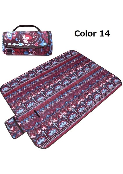 Renk 14 Tarzı 150X130CM Taşınabilir Katlanır Mat Açık Kamp Mat Ulus Tarzı Baskılı Kalınlaşmak Nem Geçirmez Ped Plaj Battaniyesi Bebek Turist Mat (Yurt Dışından)