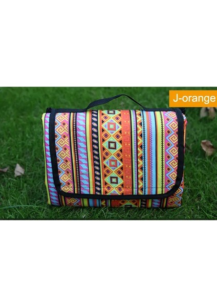 J-Turuncu Tarzı 150X100CM Retro Baskılı Kamp Mat Su Geçirmez Taşınabilir Açık Plaj Battaniyesi Yatak Çok Oyunculu Katlanabilir Uyku Yürüyüş Pedi (Yurt Dışından)