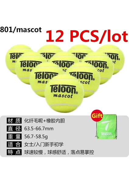 12 Adet 801 Stili Teloon Profesyonel Tenis Topları Farklı Model 603RISINGCOACHX-ACE Maç Eğitimi Için Pet Köpek Için Robot Tenis Topu K016SPA (Yurt Dışından)