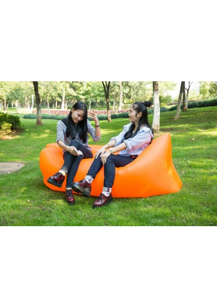 Turuncu Tarzı 70X190CM Selffree Şişme Kanepe Mat Açık Kamp Tembel Çanta 3 Sezon Ultralight Plaj Uyku Hava Yatağı Şezlong Spor Kamp Seyahat (Yurt Dışından)