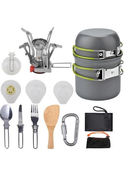 H Tarzı Stil Kamp Tencere Seti Açık Alüminyum Pişirme Seti Su Potu Tava Setleri Seyahat Yürüyüş Barbekü Ultralight Sofra Ekipmanları (Yurt Dışından)