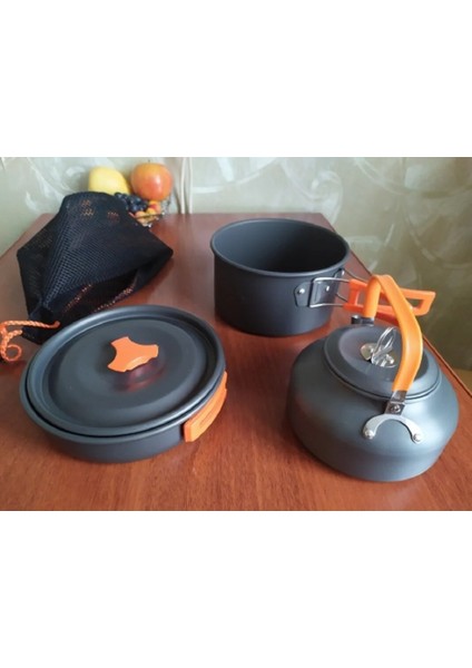 H Tarzı Stil Kamp Tencere Seti Açık Alüminyum Pişirme Seti Su Potu Tava Setleri Seyahat Yürüyüş Barbekü Ultralight Sofra Ekipmanları (Yurt Dışından) indirimleri