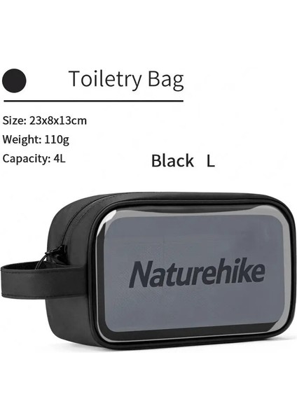 Siyah-L Tarzı Naturehike Taşınabilir Şeffaf Seyahat Yıkama Torbası Su Geçirmez Yüzme Kozmetik Çantası Tuvalet Malzemeleri Saklama Makyaj Çantası (Yurt Dışından)