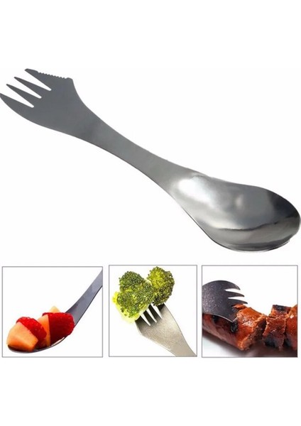Spork Tarzı Katlanır Çatal Bıçak Takımı Sofra Takımı Çok Aracı Paslanmaz Çelik Spork Çatal Kaşık Sırt Çantası Kamp Malzemesi Sofra Takımı Taşınabilir Uzun Tencere (Yurt Dışından)