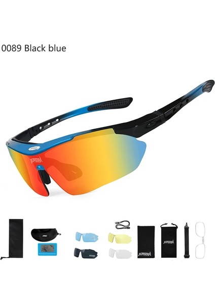0089 Siyah Mavi Stil 5 Lens Bisiklet Polarize Gözlük Gözlük Bisiklet Güneş Gözlüğü Dağ Yol Bisikleti Erkek Kadın Spor Gözlük Bisiklet Ekipmanları (Yurt Dışından)