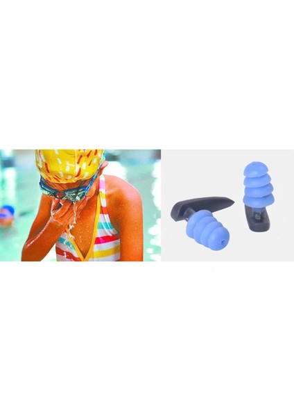 Açık Mavi Tarzı Yumuşak Silikon Yüzme Kulak Tıkaçları Rahat Su Geçirmez Gürültü Önleyici Yeniden Kullanılabilir Işitme Koruması Kulakiçi Saklama Kutusu (Yurt Dışından) fırsatları