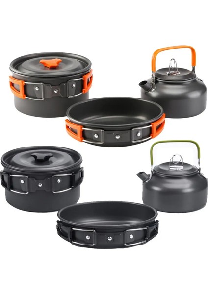 C Tarzı Stil Kamp Tencere Seti Açık Alüminyum Pişirme Seti Su Potu Tava Setleri Seyahat Yürüyüş Barbekü Ultralight Sofra Ekipmanları (Yurt Dışından) fiyatları