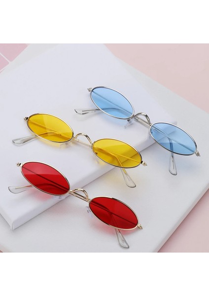 A-Altın Sarısı Stili Tek Boyut 2021 Moda Oval Vintage Güneş Gözlüğü Erkekler Kadınlar Için Küçük Çerçeve Yaz Renk Retro Tasarım Gözlük Bisiklet Aksesuarları (Yurt Dışından) fırsatları