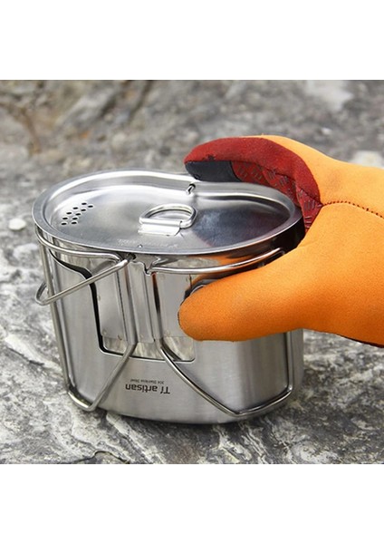 Soba Tarzı Tiartisan Açık Kamp Tencere Paslanmaz Çelik Ordu Sürümü Kantin Bardak Öğle Yemeği Kutusu Odun Sobası Seti Saplı Asılı Pot (Yurt Dışından) modelleri