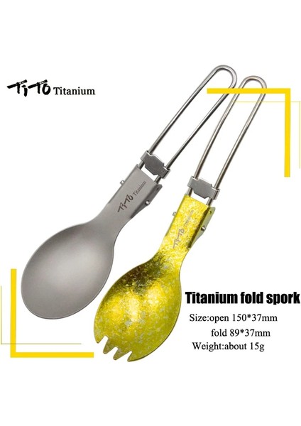Bordo Tarzı Tito Titanyum Katlanır Spork Taşınabilir Açık Kamp Çatal Seyahat Sofra Takımı Yürüyüş Çatal Kaşık Sadece 15G (Yurt Dışından) fiyatları