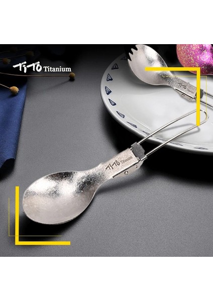Bordo Tarzı Tito Titanyum Katlanır Spork Taşınabilir Açık Kamp Çatal Seyahat Sofra Takımı Yürüyüş Çatal Kaşık Sadece 15G (Yurt Dışından) modelleri