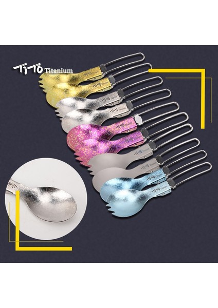 Bordo Tarzı Tito Titanyum Katlanır Spork Taşınabilir Açık Kamp Çatal Seyahat Sofra Takımı Yürüyüş Çatal Kaşık Sadece 15G (Yurt Dışından) fırsatları