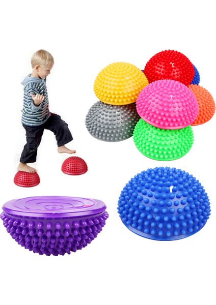 Gök Mavisi Tarzı 16CM Yoga Topu Pvc Şişme Masaj Noktası Yarım Fit Top Denge Eğitmen Sabitleyici Spor Pilates Fitness Dengeleme Topu (Yurt Dışından)
