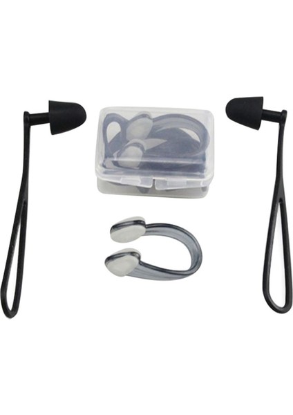 Earplugs Burun Klipsi Stili Su Geçirmez Silikon Kulak Tıkaçları Burun Klipsi Seti Kutu Sörf Dalışı ve Yüzme Öğrenmek Için Paketlenmiş Kulak Tıkacı (Yurt Dışından)