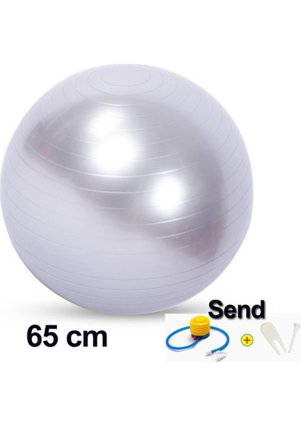 65 cm Gri Stil Apple Yoga Topu Dounts 50 x 30CM Pompa Seti ile Pilate Fitness Denge Topları Seti Masaj Topu Ev Egzersiz Topu Yoga Egzersizi (Yurt Dışından)