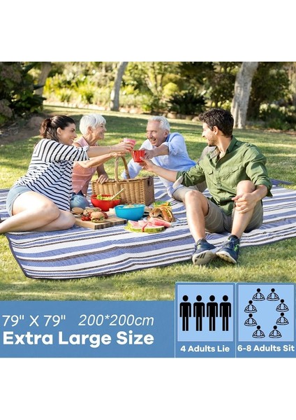 E0ZS126B Stili Çok Oyunculu 200CM*200CM Ekstra Büyük Battaniye Çiçekli Açık Plaj Mat Katlanabilir Kalın Kamp Mat Çadır Zemin Mat Trekking (Yurt Dışından)