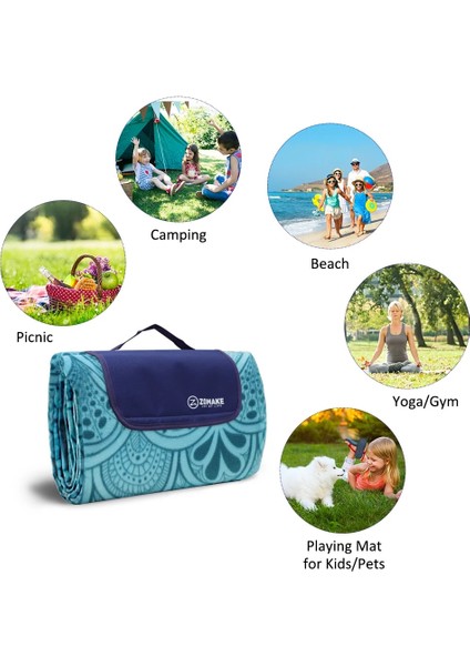 E0ZS126B Stili Çok Oyunculu 200CM*200CM Ekstra Büyük Battaniye Çiçekli Açık Plaj Mat Katlanabilir Kalın Kamp Mat Çadır Zemin Mat Trekking (Yurt Dışından)