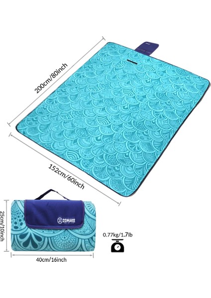 E0ZS126B Stili Çok Oyunculu 200CM*200CM Ekstra Büyük Battaniye Çiçekli Açık Plaj Mat Katlanabilir Kalın Kamp Mat Çadır Zemin Mat Trekking (Yurt Dışından)