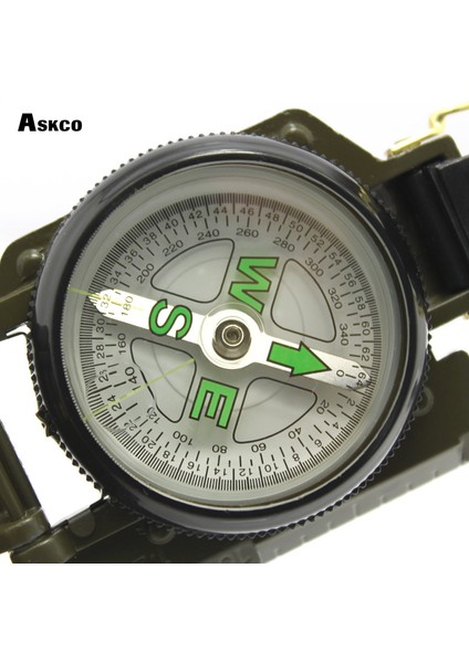 Ordu Yeşili Tarzı Askco Taşınabilir Ordu Yeşil Katlanır Lens Pusula Metal Askeri Yürüyüş Lensatik Kamp Pusula Metal Kabuk ile Yüksek Hassasiyetli (Yurt Dışından) fiyatları
