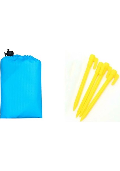 Gök Mavisi Tarzı 150X140CM Taşınabilir Cep Plaj Battaniyesi Su Geçirmez Katlanır Kamp Mat Açık Mat Kum Plaj Mat Hafif Yatak Uyku Pedi (Yurt Dışından)