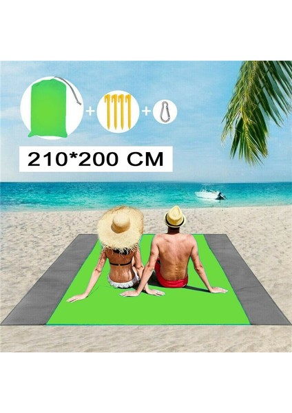 210X200CM Yeşil Stil cm Su Geçirmez Plaj Mat Kumsuz Açık Taşınabilir Cep Mat Seyahat Çadır Mat Yatak Kamp Yatak Pedi Battaniye (Yurt Dışından)