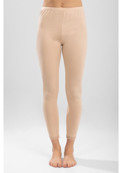 Kadın Güpür Detaylı Uzun Kalın Penye Tayt Içlik Ten Rengi fiyatları