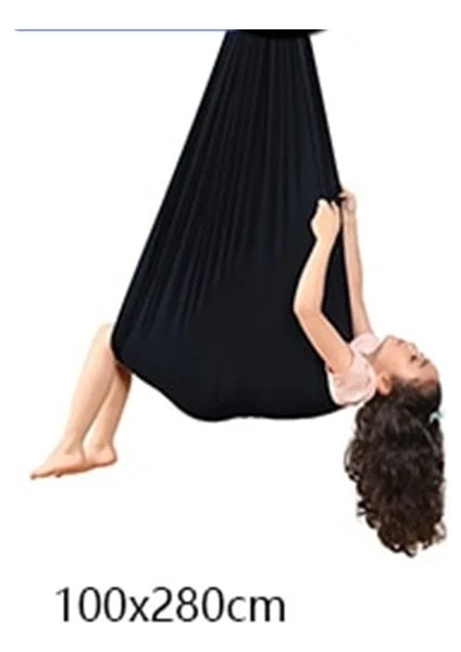 100CM Siyah Stil S Beden Çocuklar Yetişkin Pamuk Açık Kapalı Salıncak Hamak Sarılmak Için Duyusal Çocuk Terapisi Yumuşak Elastik Koli Sabit Koltuk Salıncak (Yurt Dışından)