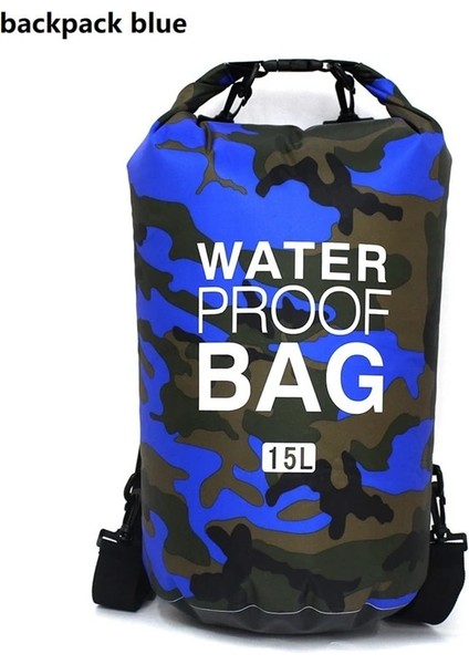 15L Mavi Stil 5l 10L 15L 20L 30L Pvc Su Geçirmez Yüzme Kuru Çanta Camo Açık Katlanabilir Erkek Kadın Plaj Dalış Çantası Rafting Nehir Okyanus Sırt Çantası (Yurt Dışından)